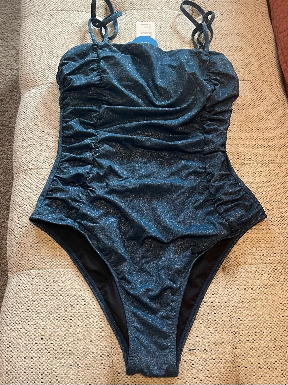 Cupshe Shimmery  Blue Ruched One-Piece Swimsuit